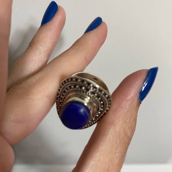 Vintage Balinese Lapis Lazuli Sterling Silver Ring - Picture 7 of 7